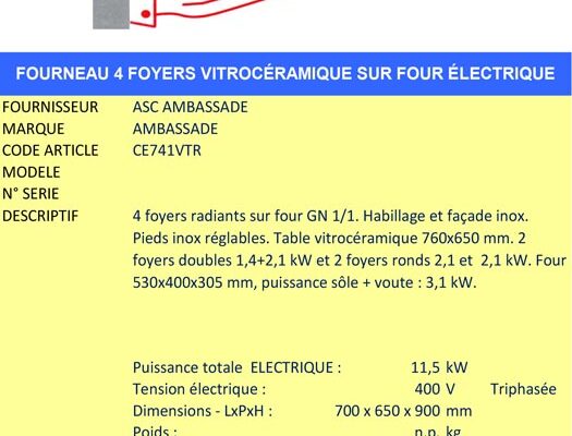 AAE Alsace Alimentaire Équipement - Fourneau plaques vitro